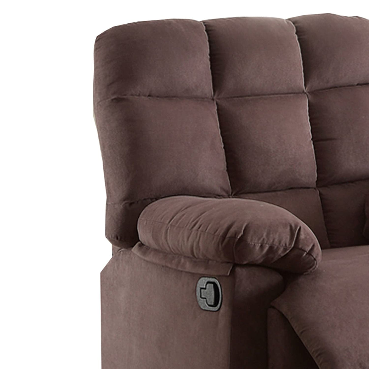 Cushioned Recliner With Tufted Back And Roll Arms, Brown