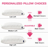 Memory Foam Pillows Queen Size Set of 2，Adjustable Gusseted Bed Pillow