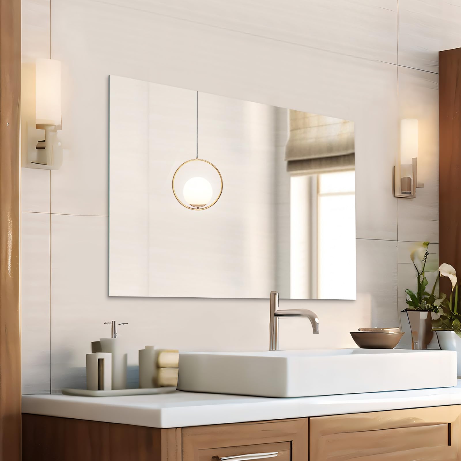 Frameless Mirror, Wall Mirror  Modern Rectangle Bathroom Mirrors