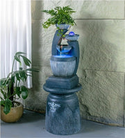 Outdoor Garden with Lights, Indoor Standing Waterfall Fountain for Garden, Patio, Deck