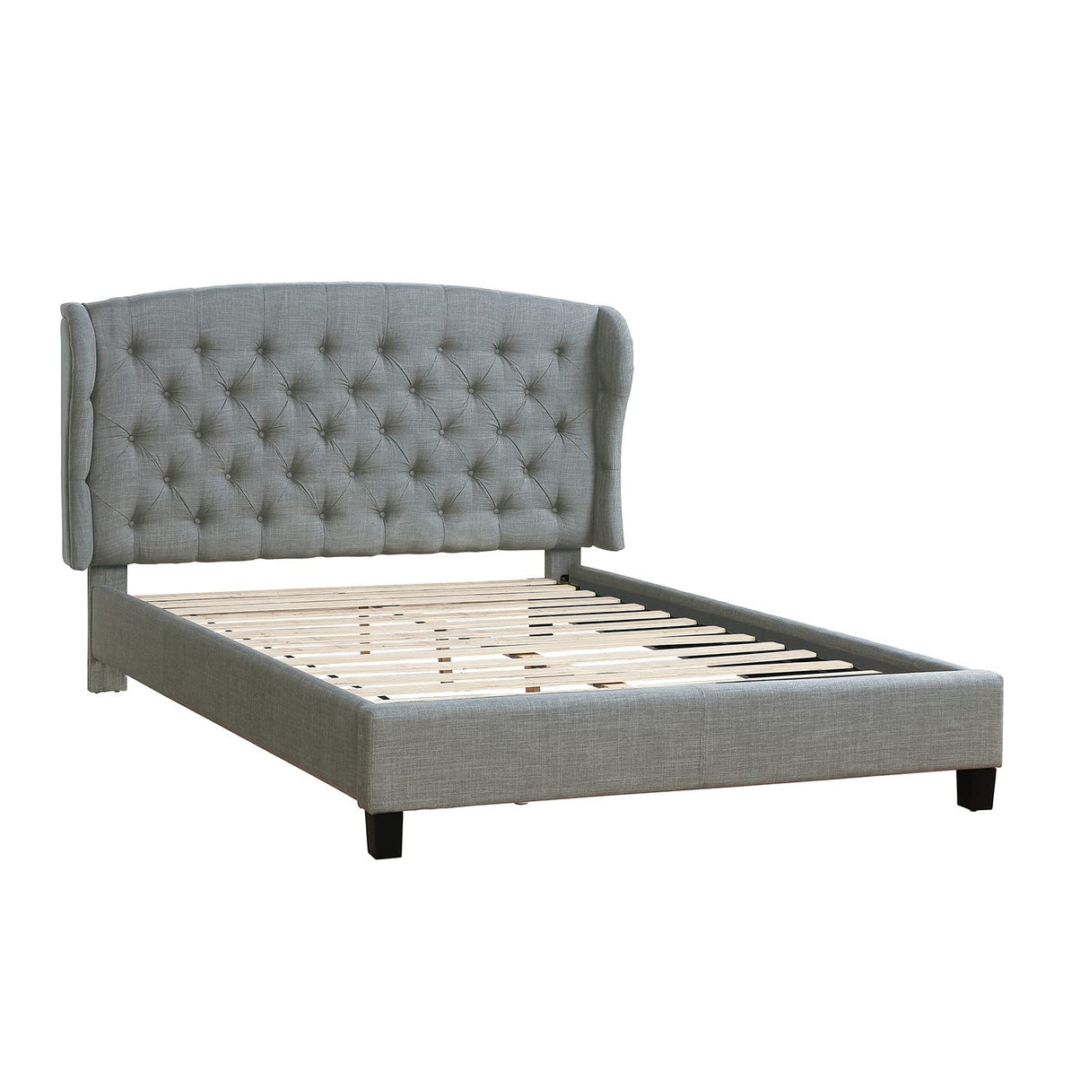 Polyfiber Upholstered Cal Size Bed, California King, Grey