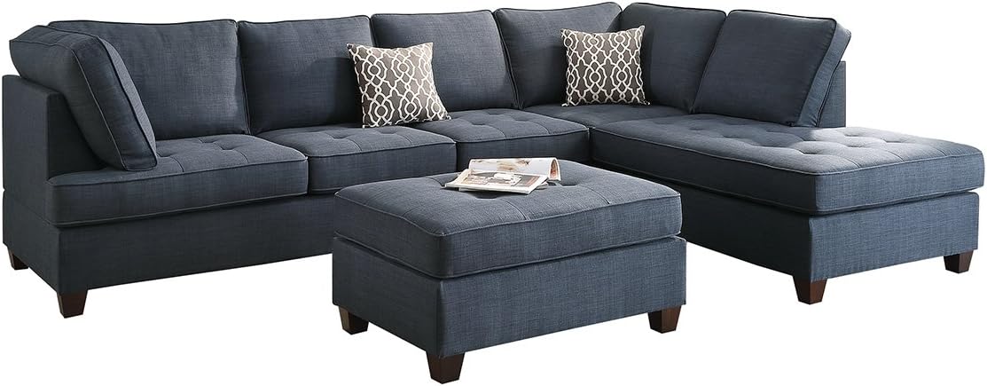 PDEX-F6989 2-Pcs Sectional Sofa, Blue