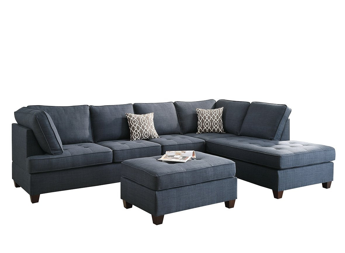 PDEX-F6989 2-Pcs Sectional Sofa, Blue