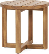 Gino Outdoor Acacia Wood Side Table, Natural Finish