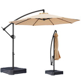 Offset Patio Umbrella - w/Base, Cantilever Offset Hanging Patio Outdoor Market Umbrella