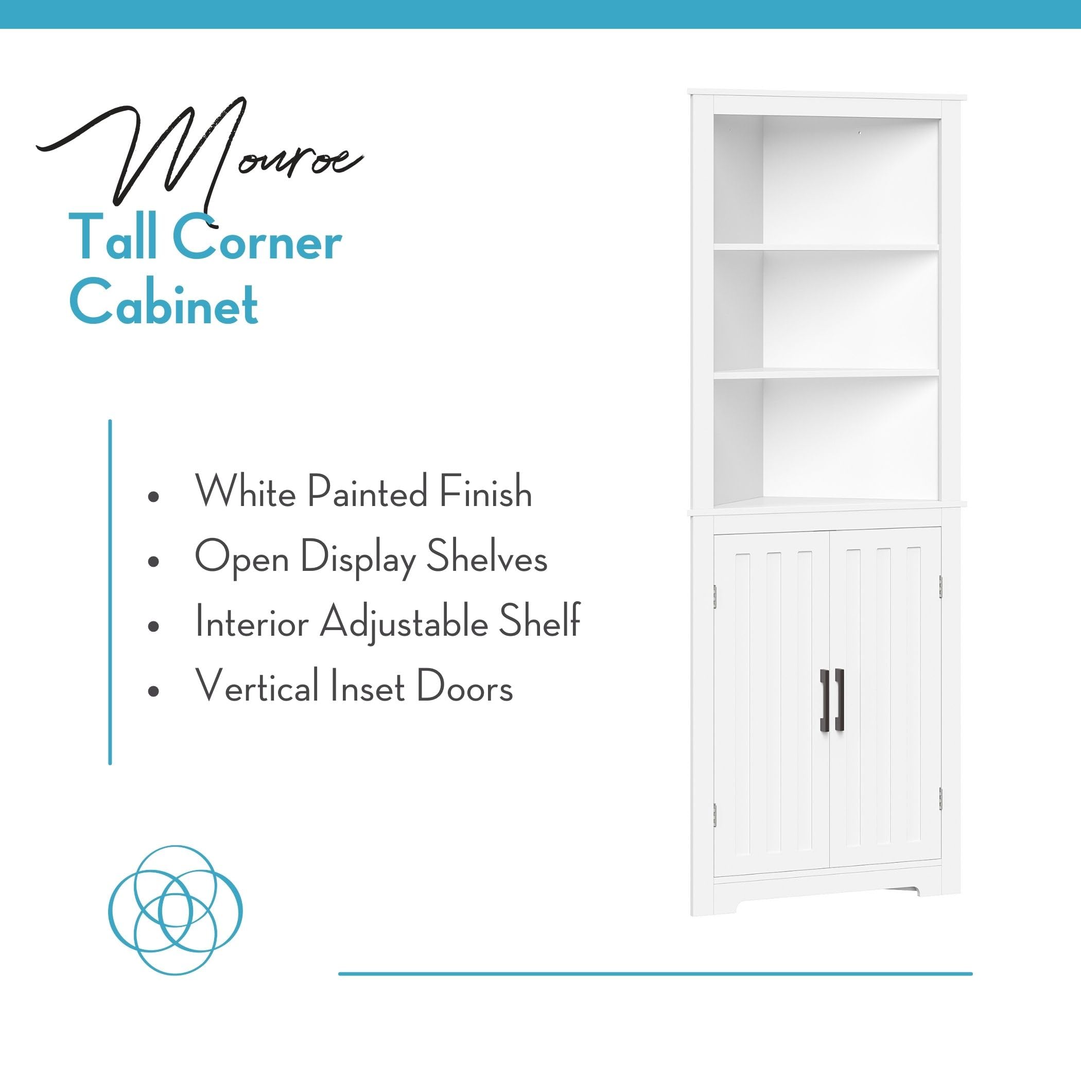 White Monroe Tall Corner Cabinet