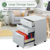 3 Drawer Mobile File Cabinet with Lock, Under Desk Wood Filing Cabinet