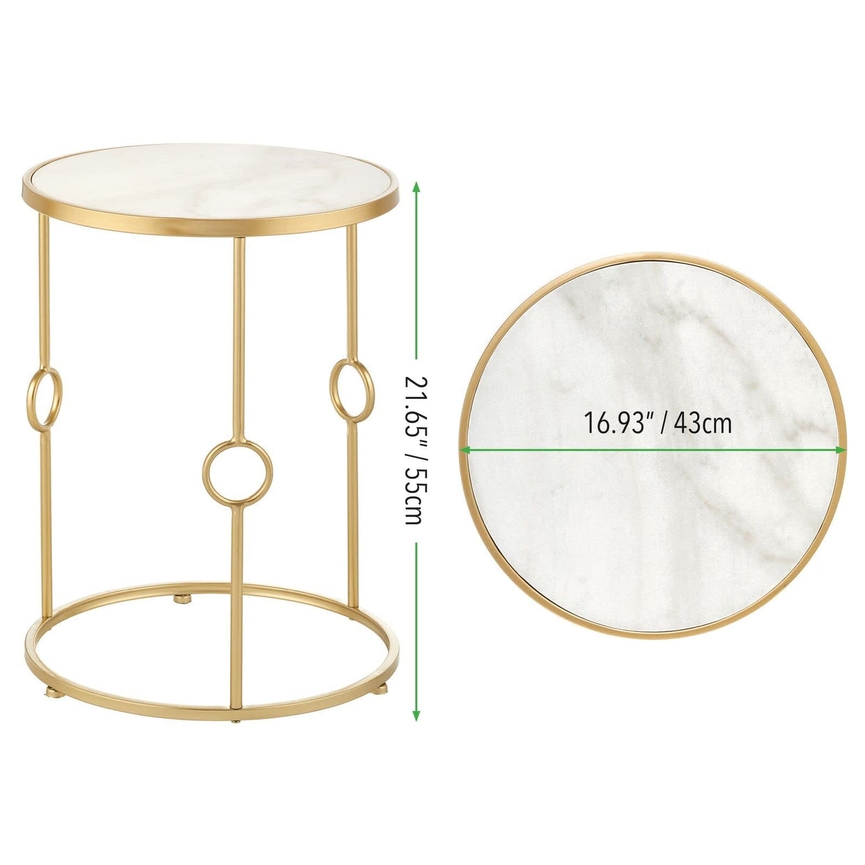 Round Metal Side/End Table with Decorative Legs, in-Lay Top