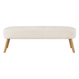 Cameron Contemporary Padded Bench with Natural Legs, White Fabric