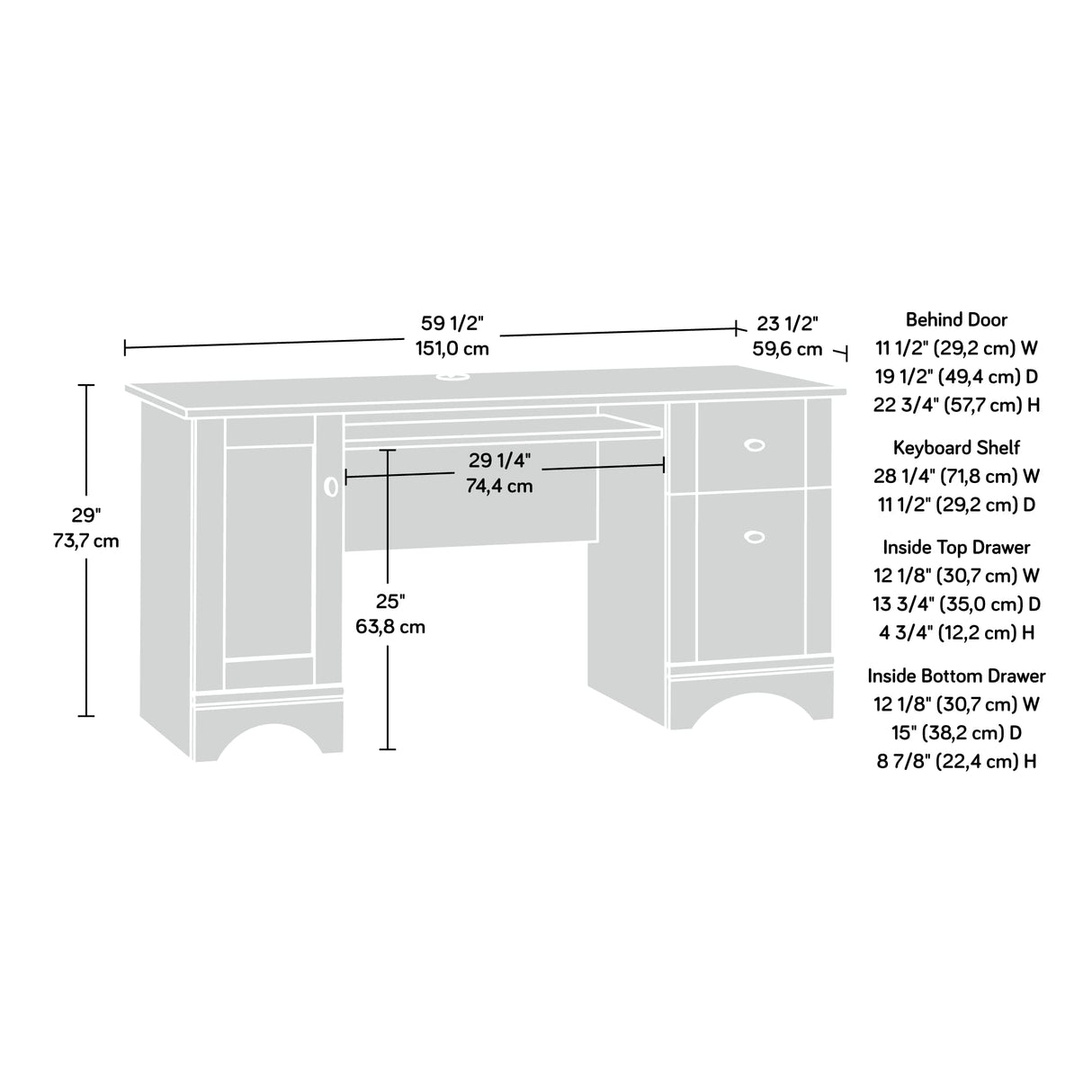 Miscellaneous Office Computer Desk with Drawers, Soft White