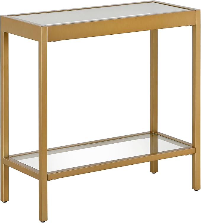 24" Wide Rectangular Rectangular Side Table in Satin Nickel, Table for Living Room