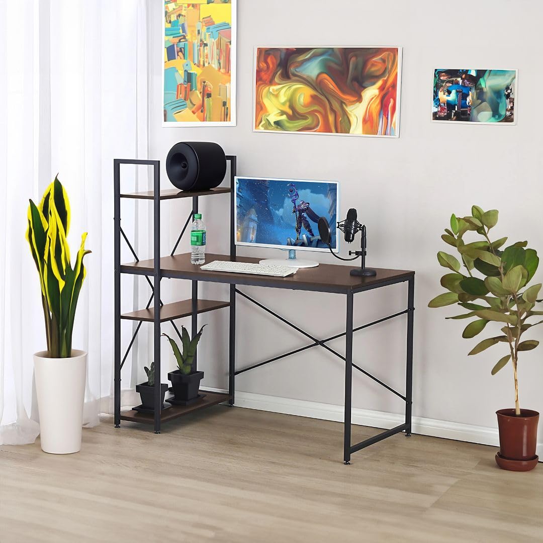 Computer Desk with Shelves, 47 Inch Writing Table for Home Office, Study Desk