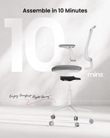 Ergonomic Office Chair with Foam Cushion & Adjustable Armrests - White