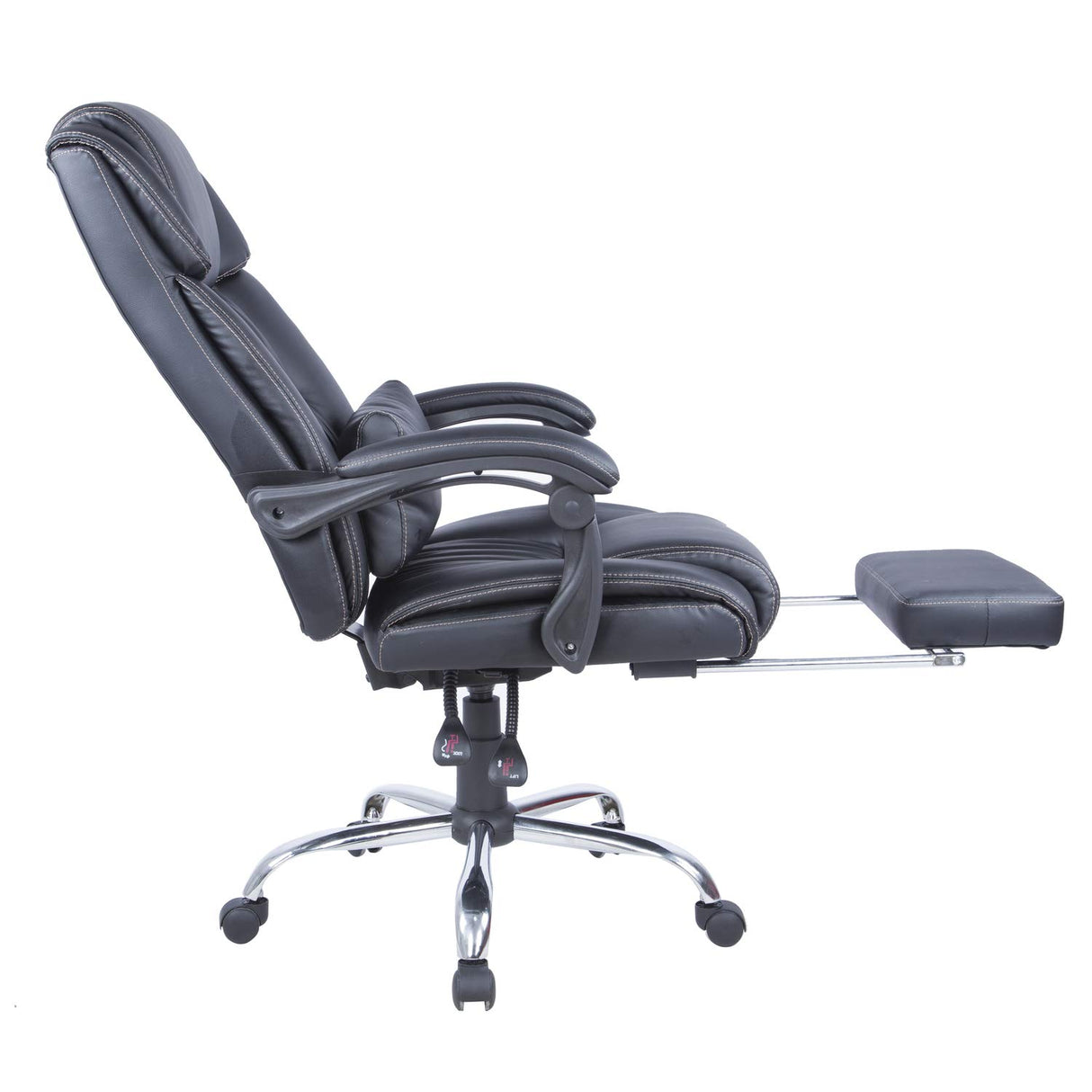 51.6" Extendable Steel/PU Ergonomic Computer Chair in Black