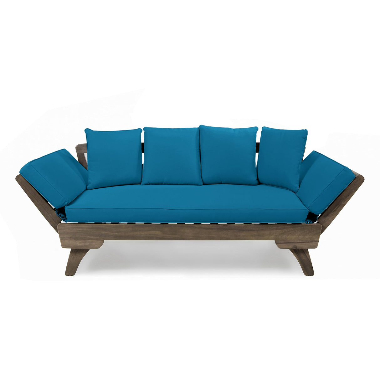 Aldrich Outdoor Acacia Wood Expandable Daybed with Water Resistant Cushions