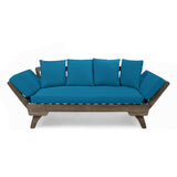 Aldrich Outdoor Acacia Wood Expandable Daybed with Water Resistant Cushions
