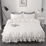 White Ruffled Bedding-2 Pieces Twin Seersucker Duvet Cover Textured Stripe Style, Soft
