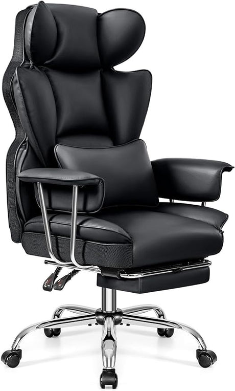 Office Desk Chair, Big and Tall Executive Office Chair with Footrest, Leather Computer