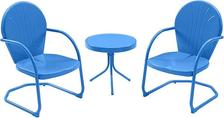 Patio Bistro Set Retro Metal Outdoor Seating Conversation 3 Pieces, 2 C-Spring Motion