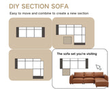 Sectional Sofa Couch with Ottoman, PU Leather Modular Covertible Sectional Couch