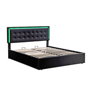 Queen Bed with Storage, LED Lights,Modern Tufted Upholstered Platform Bed