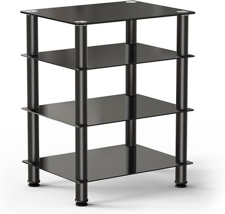 4-Tier Media Stand Audio/Video Component Cabinet with Glass Shelf