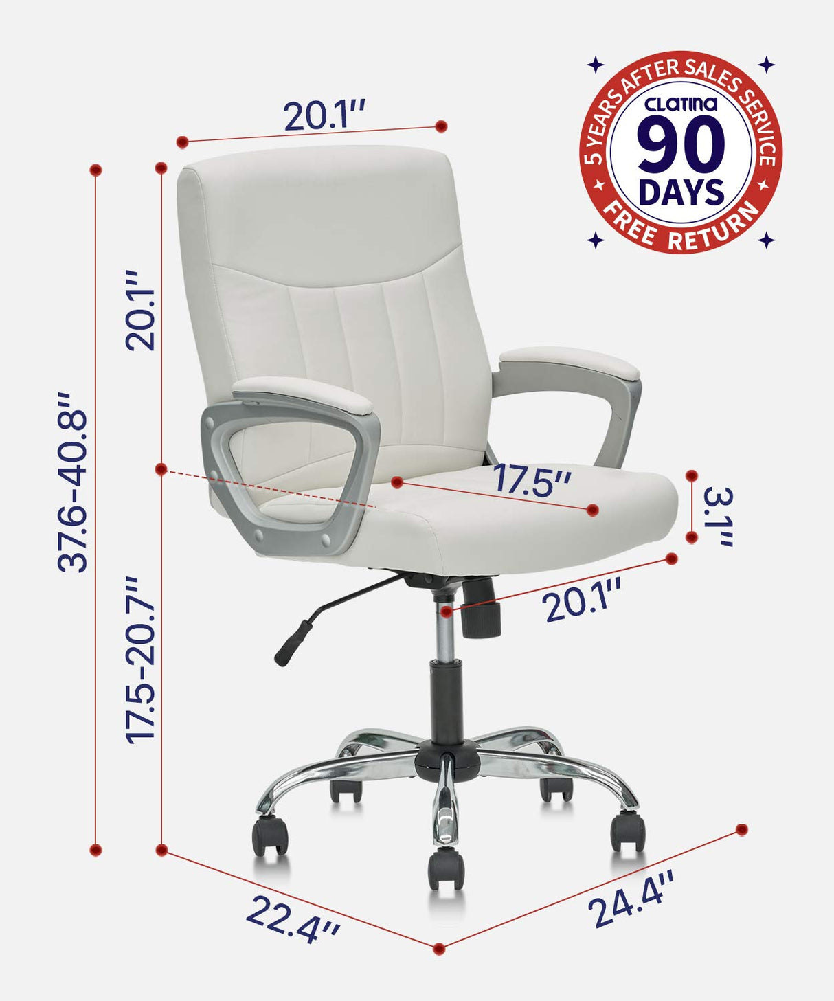 Office Computer Desk Chair Executive Mid Back Chair Comfortable Ergonomic Managerial