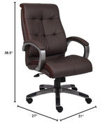 Double Plush High Back Executive Chair, Brown (B8771P-BN)