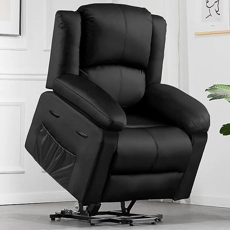 Power Lift Recliner for Elderly, Lift Chair with Heat and Massage，PU Recliner Sofa