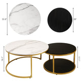 Nesting Coffee Table Set of 2,Round Coffee Tables Modern Circle Table