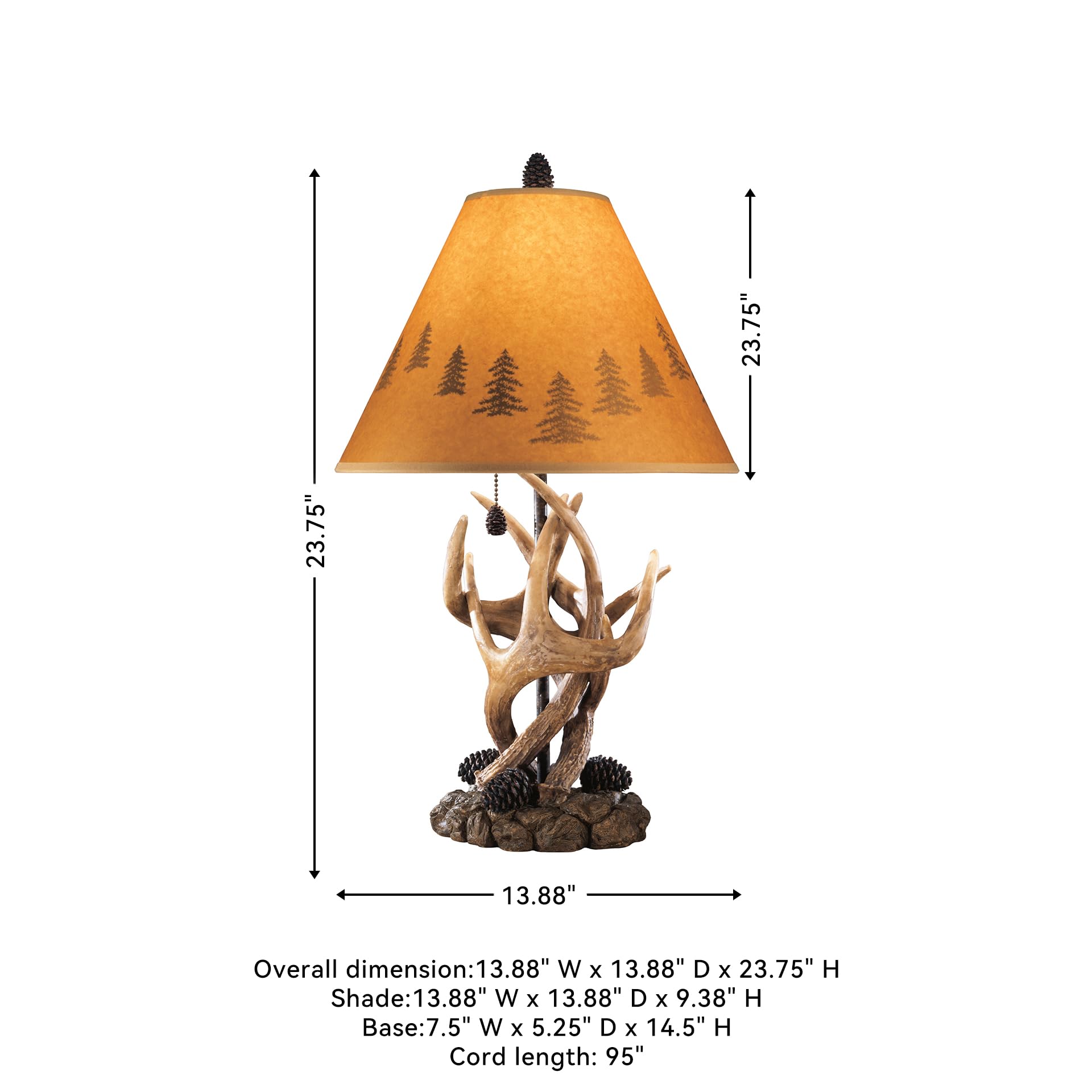 Rustic Antler Table Lamp Set - 2 Pack Brown Cabin Style