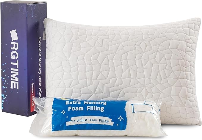 Shredded Memory Foam Pillows - Queen Size Set of 2,Adjustable Bed Pillows