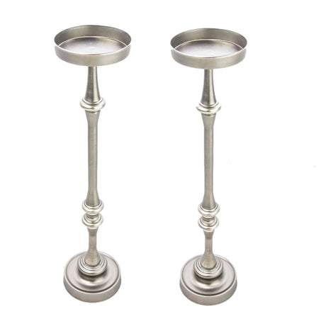 Dapper Glam 6in. Round Martini Side Table, Brushed Silver, Set of 2