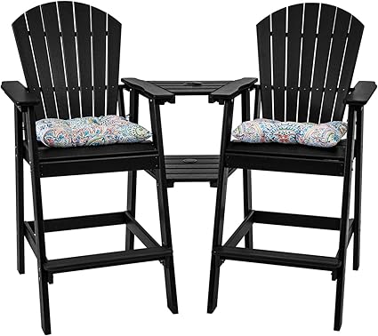 Tall Adirondack Bar Set, Patio Umbrella Table and Bar Chairs