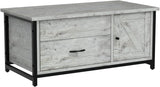 41.7" Lift Top Coffee Table with Storage Drawer& Hidden Compartment Barn Door Cabinet