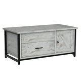 41.7" Lift Top Coffee Table with Storage Drawer& Hidden Compartment Barn Door Cabinet