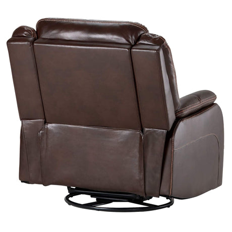 Avant 38" Wide Reclining Rocking Swivel Chair | Brown Faux Leather Accent Armchair