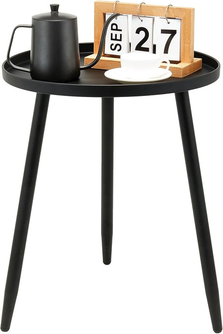 End/Side Tables - Small Round Accent Table, Metal White Narrow Night Stands