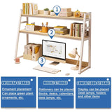 JXCAA Wall Ladder White Small Computer Desk Tall Bookcase Bookshelf Storage, Desktop Bookshelf Organizer, Thickened Steel Frame, with Installation Tools, 3 Layers, 55 X 32 X 90 Cm