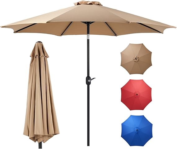 9FT Outdoor Patio Umbrella with Push Button Tilt and Crank