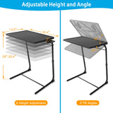 TV Tray - TV Table, Folding Table Trays, w/6 Height & 3 Tilt Angle, w/Cup Holder