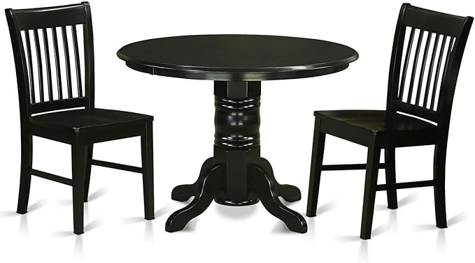 SHNO5-BLK-W 5 Piece Dining Set Includes a Round Dining Room Table with Pedestal and 4