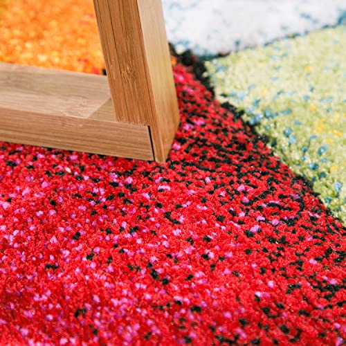 Colorful Living Room Rug Check Design with Squares Multicolor, Size: 3'11" x 5'7"