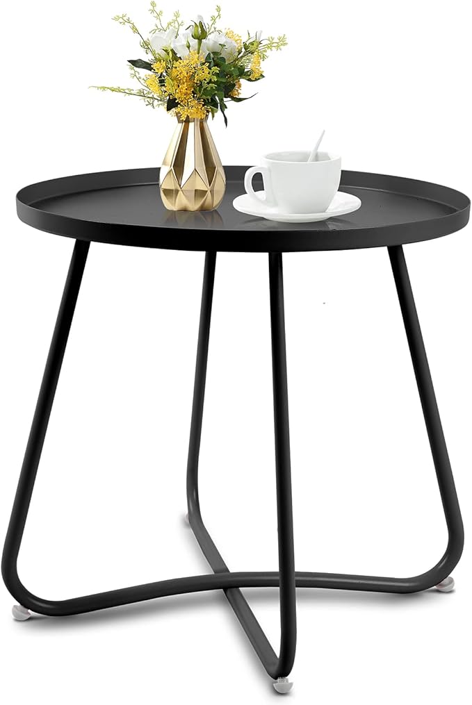 Yellow Outdoor Side Tables, Small Outdoor Table, Round Patio Side Table