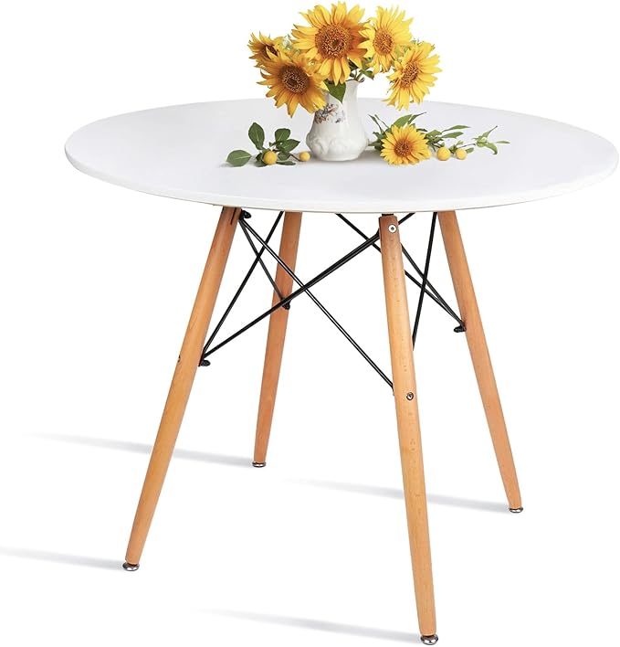 Round White Dining Kitchen Table Modern Leisure Table 31.5"