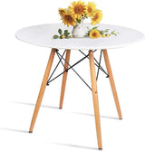 Round White Dining Kitchen Table Modern Leisure Table 31.5"