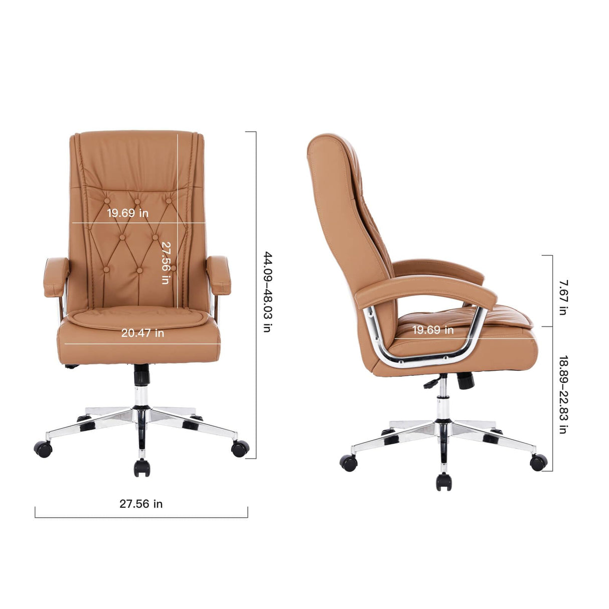 Leather Executive Office Chair with Arms and Wheels, High Back Ergonomic Computer