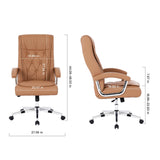 Leather Executive Office Chair with Arms and Wheels, High Back Ergonomic Computer