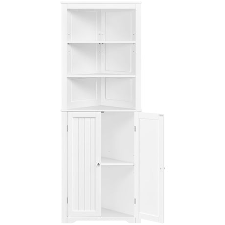 Tall Corner Cabinet with Adjustable Shelves, Freestanding Storage Cabinet