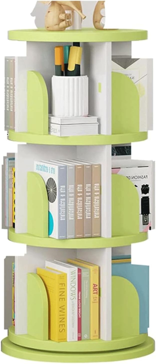 Bookcases 360° Rotating Bookshelf Multi Tier Standing Bookcase Round Large Capacity
